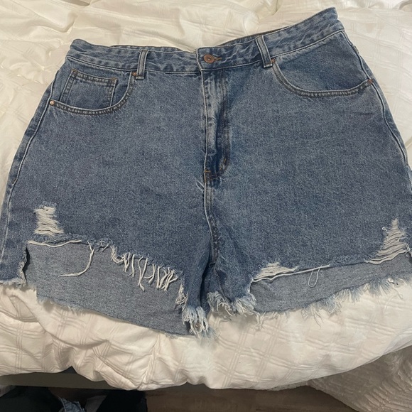 Cotton On Pants - Women’s size 12 denim shorts- Cotton On High Rise Distressed